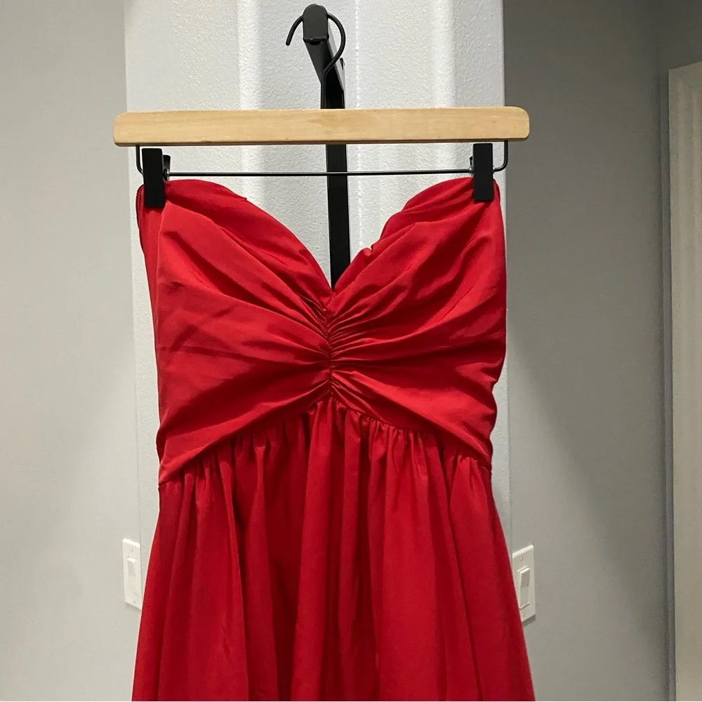 ML Monique Lhuillier Strapless High Low Maxi Gown Dress Red Women's Size 4 - Picture 3 of 14